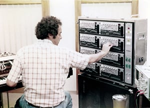 photo:Dr. Chowning, of Stanford University, using a GS1 voice programmer to create sounds